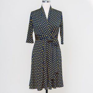 Karina Dresses Ruby S/M Navy Gold Polka Dot
